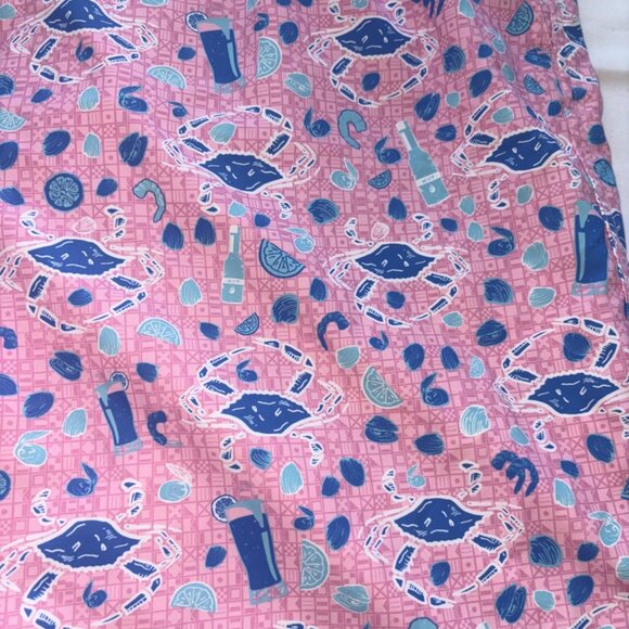 Peter Millar Crab Pattern Swim Trunks Board Shorts Pink Seaside Blue Size Large - Picture 2 of 11